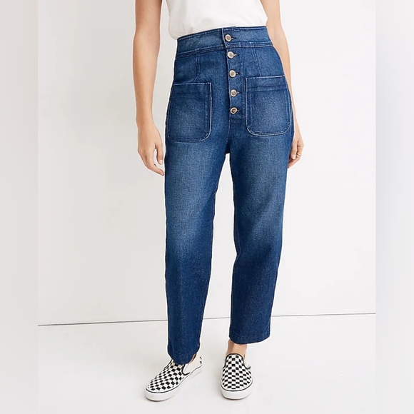 CARON CALLAHAN Emily Blue Cotton Denim Pants M - Picture 2 of 8